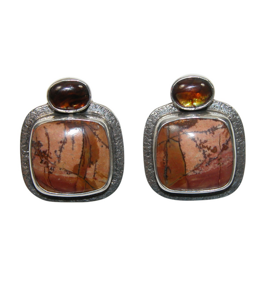 34015 Jasper Sterling Silver Earrings