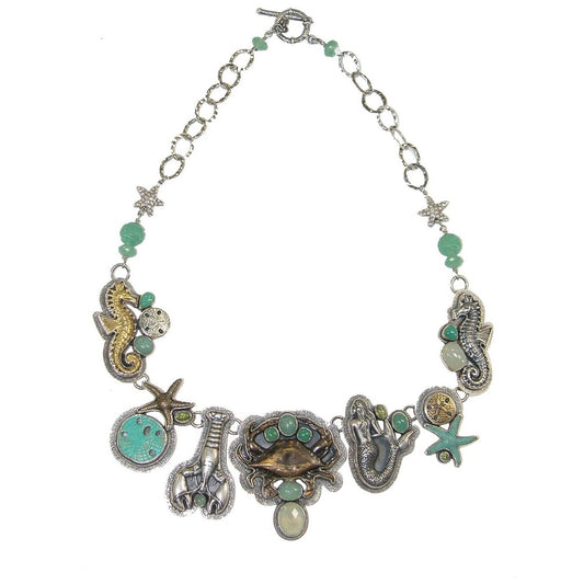 8066 Chrysoprase Jade Sea Life Collar Necklace