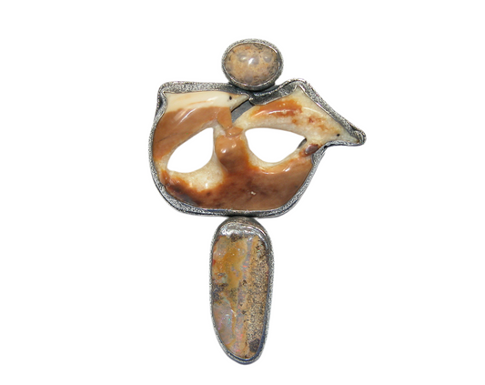 32654 Hand Carved Dolphin, Boulder Opal, Pin and Pendant