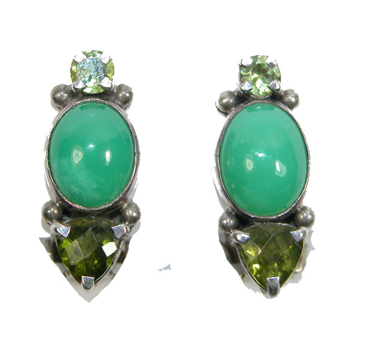8328 Peruvian Opal with Peridot Sterling Silver Earrings