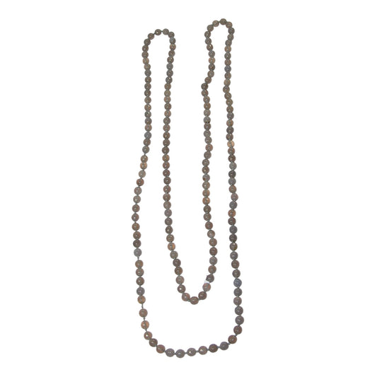 Gray Agate Extra Long Beaded Necklace