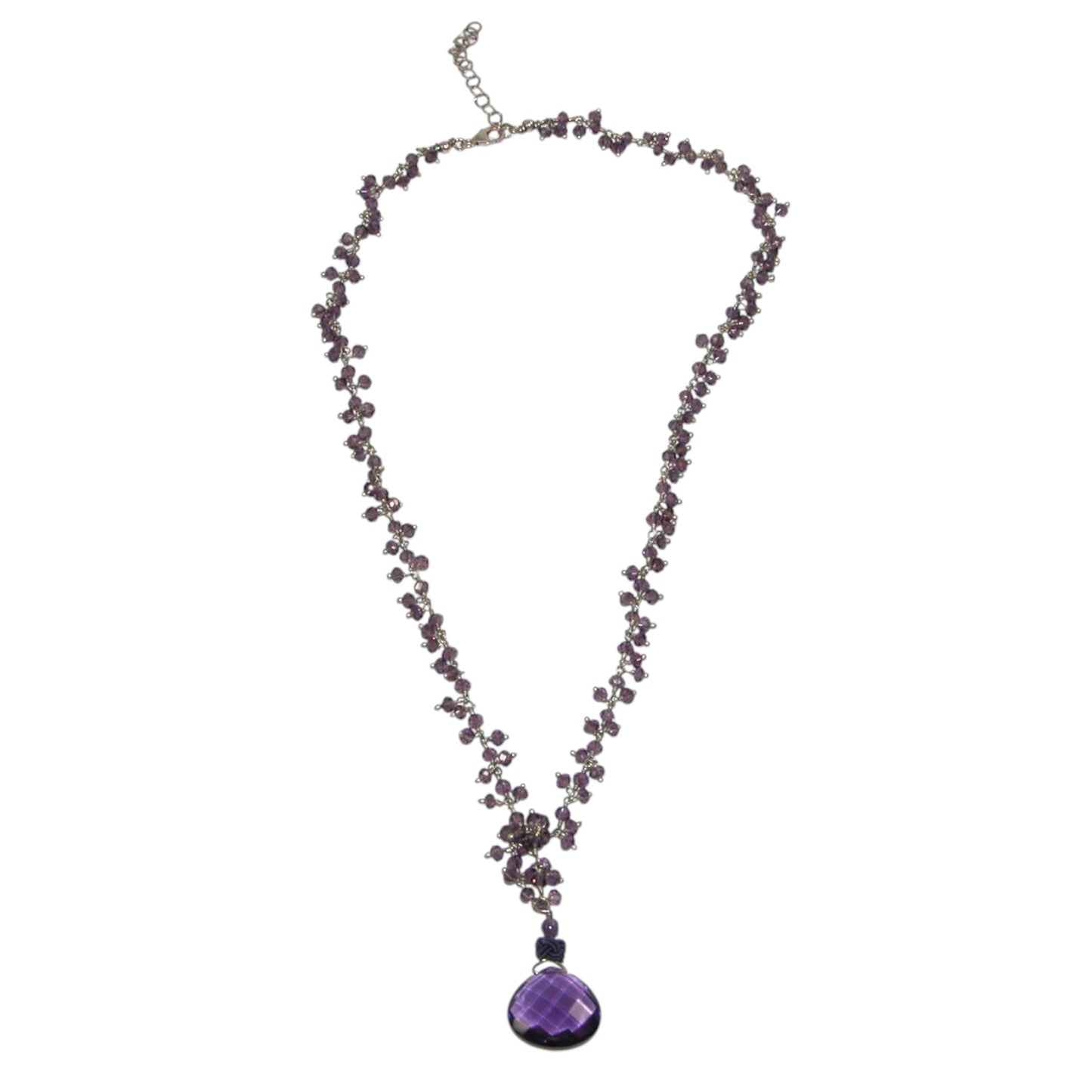 Amethyst Beaded Sterling Silver Necklace