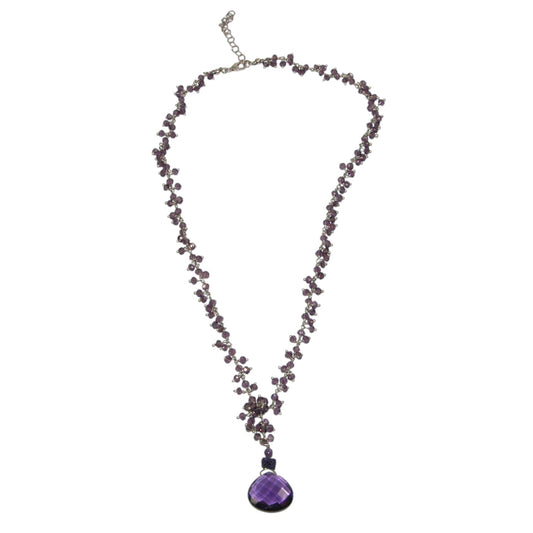 Amethyst Beaded Sterling Silver Necklace