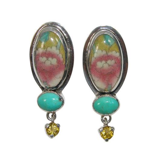 34044 Turquoise Flower Sterling Silver Earrings