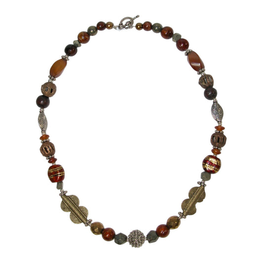 9945 Freshwater Pearl, Agate Beaded Sterling Silver Necklace