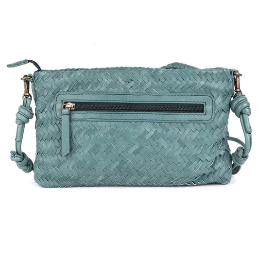 Handcrafted Leather Crossbody Bag Wristlet GF5049 Peacock