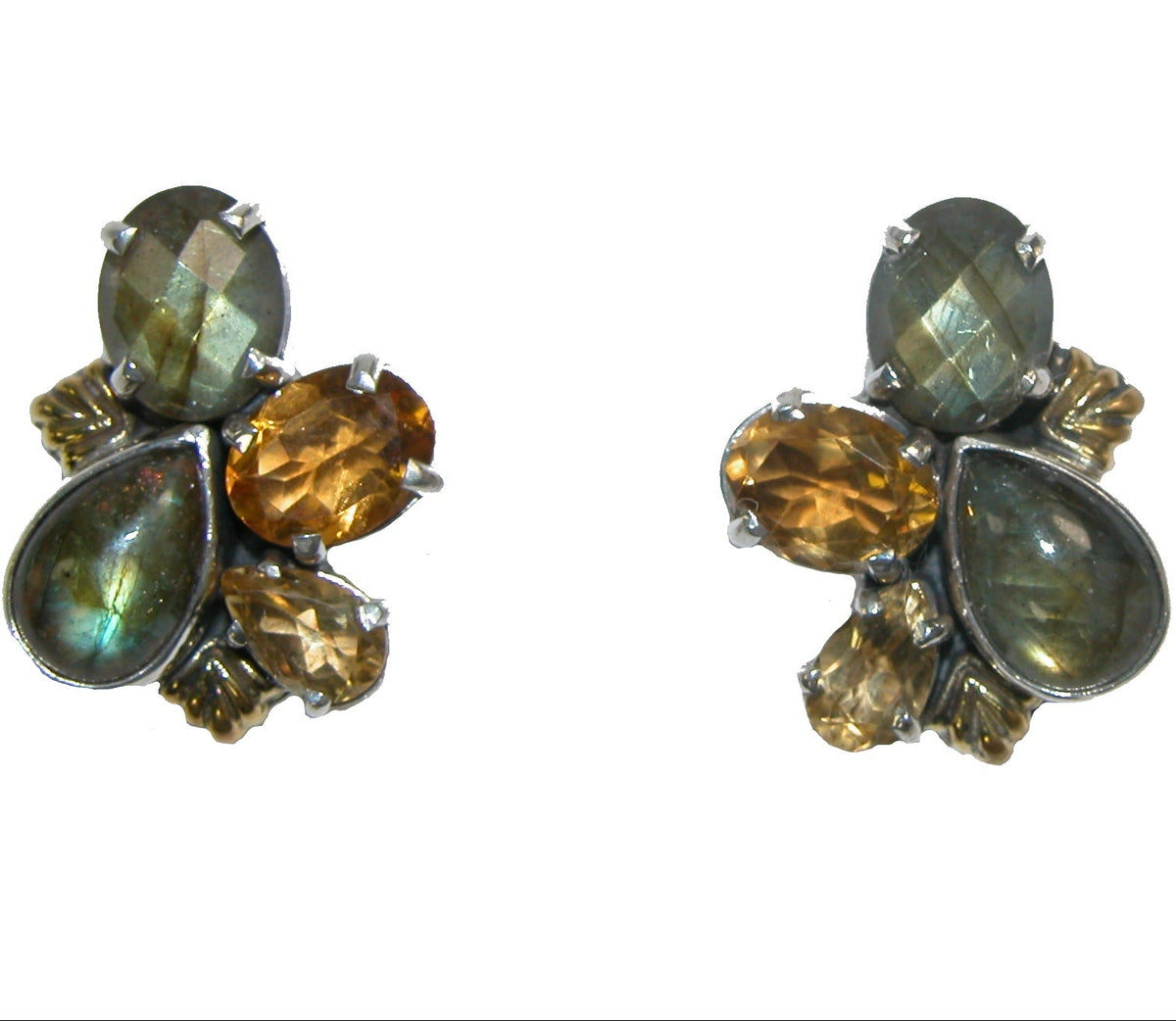 18441 Labradorite Citrine Sterling Silver Cluster Earring
