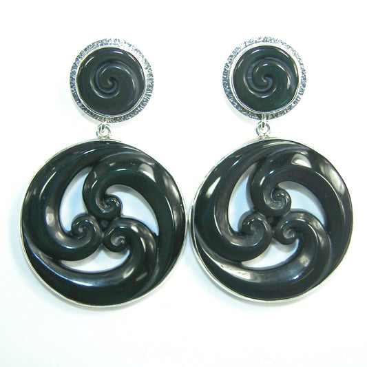 19201 Black Swirl Sterling Silver Earrings