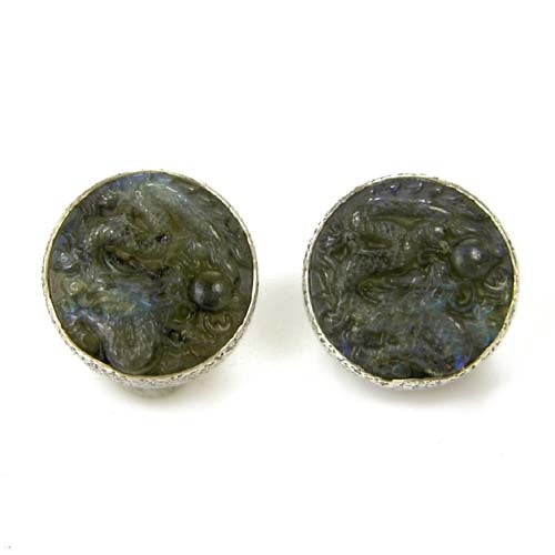 8687 Carved Labradorite Sterling Silver Earrings