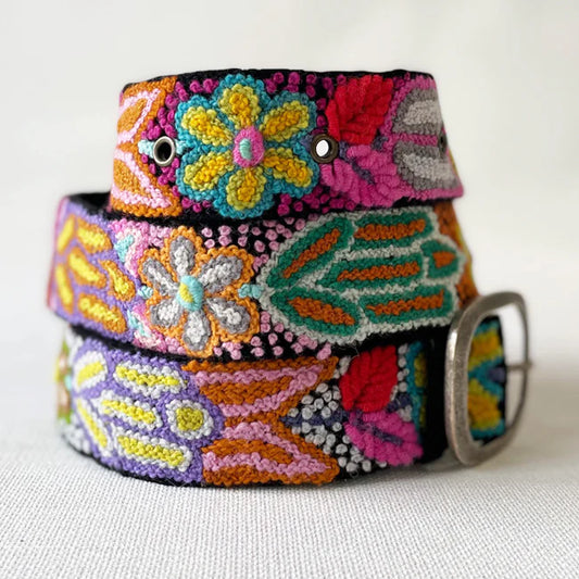 Folklorica Hand-Embroidered Belt, Black
