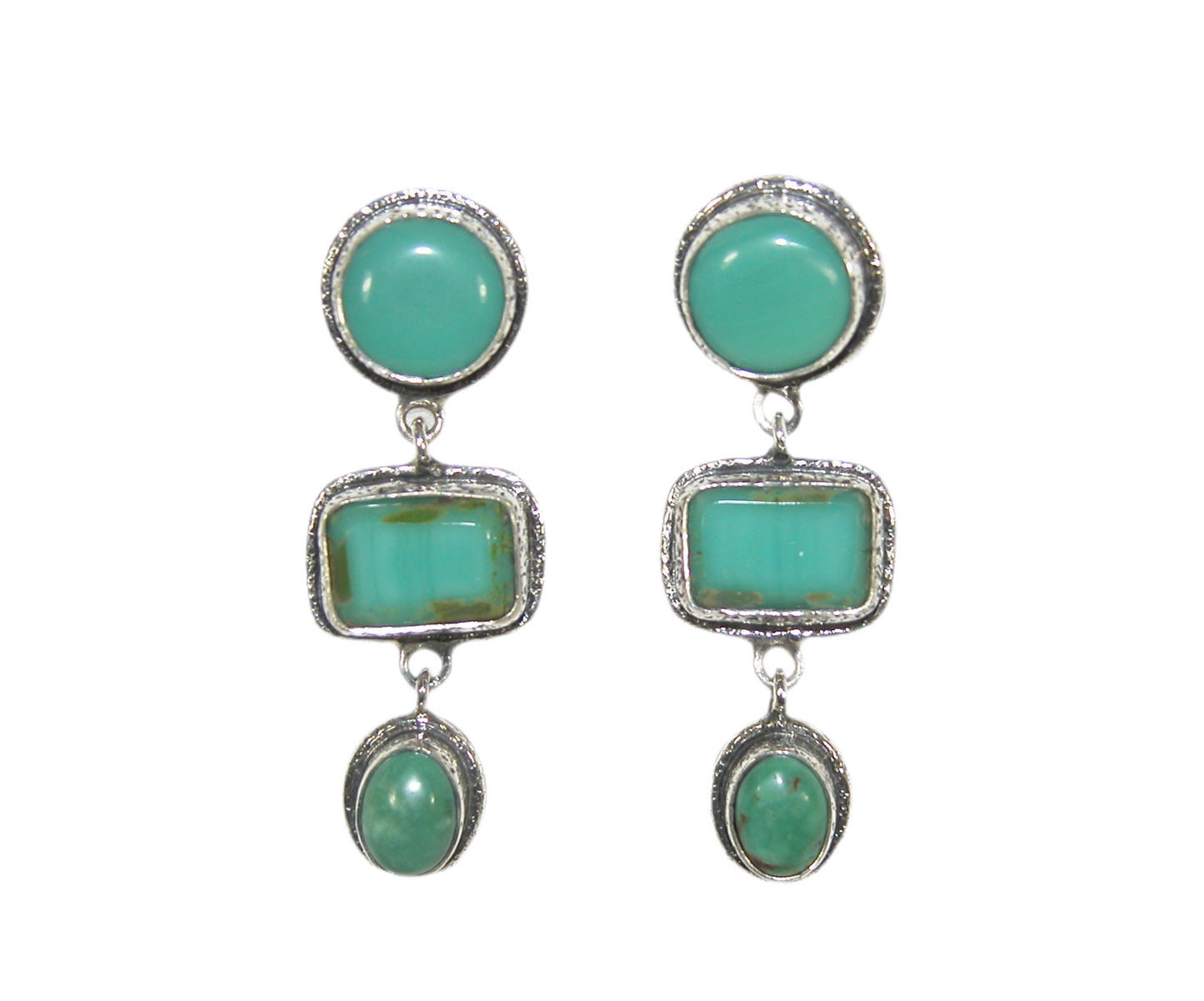 33399 Turquoise 3 Piece Sterling Silver Earrings