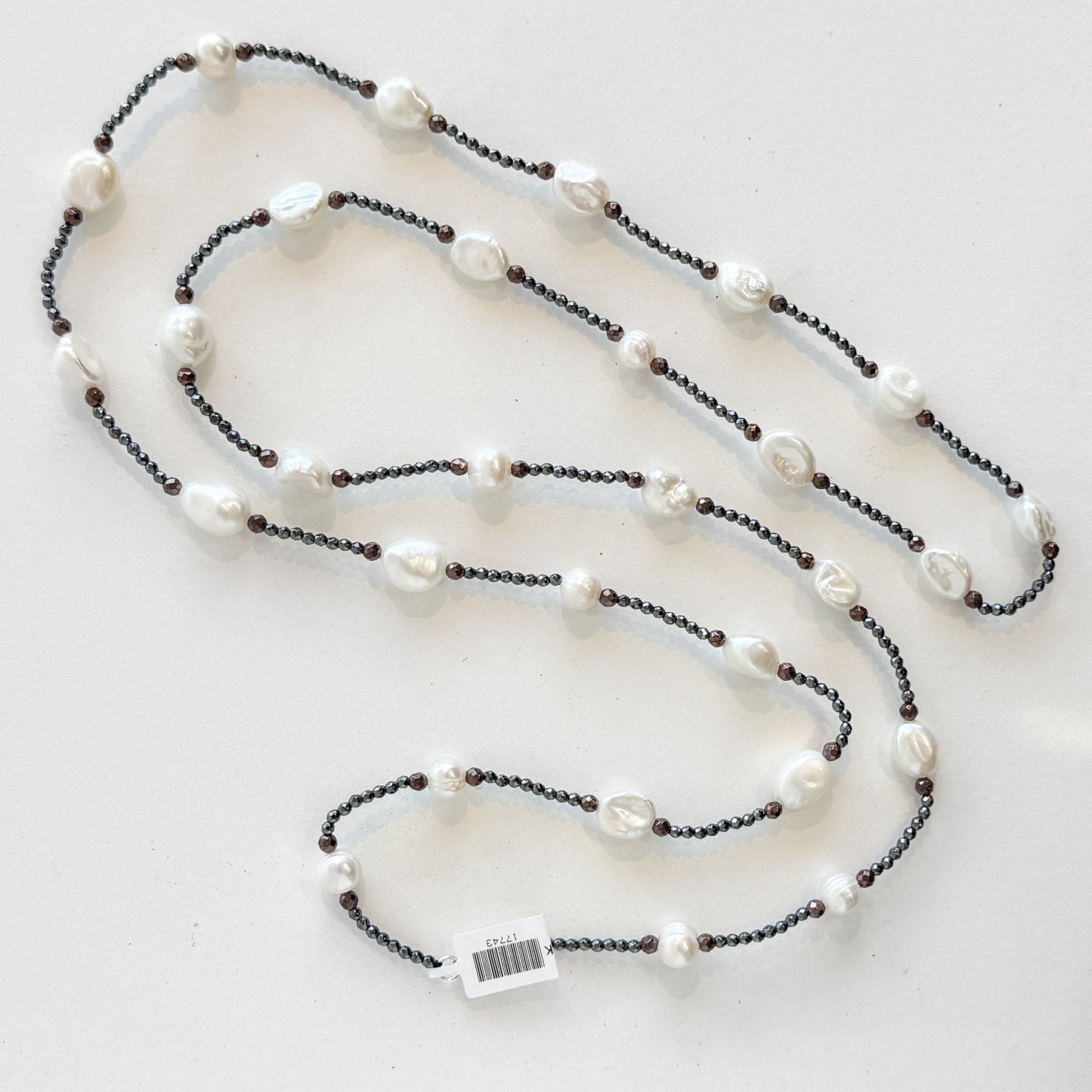 17743 Hematite Freshwater Pearl Beaded Necklace
