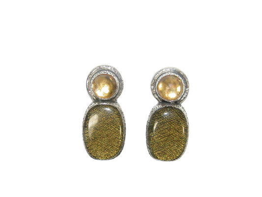 32720 Hand Enameled, Topaz, Sterling Silver Earrings