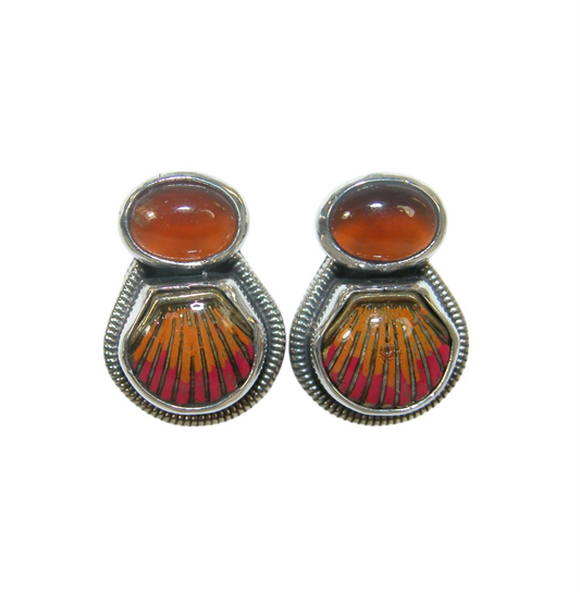 32530D Amber Seashell Sterling Silver Earring
