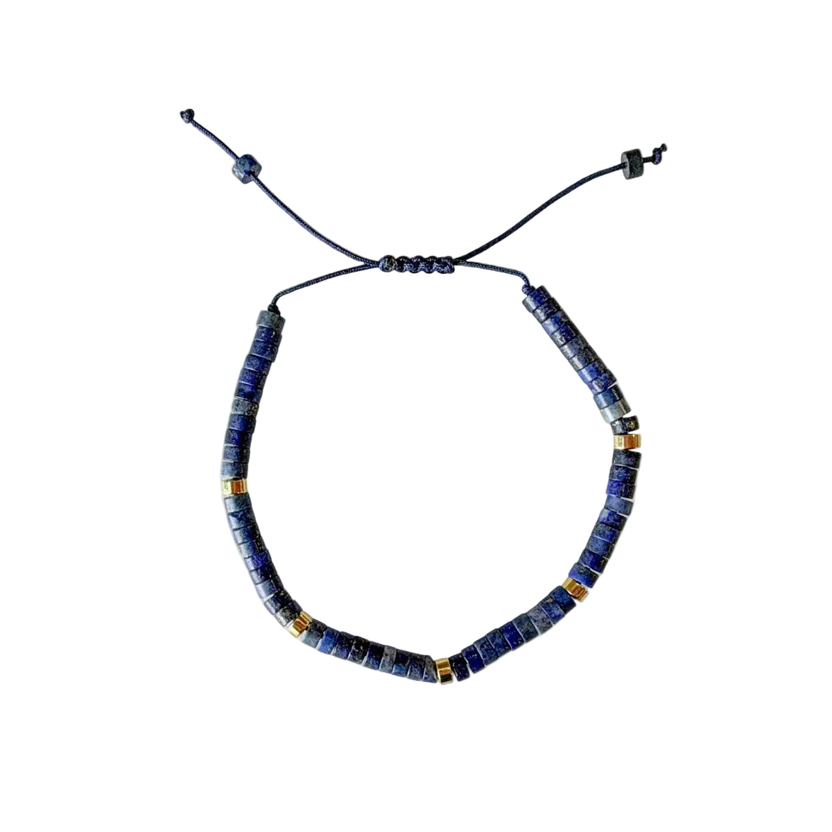 Adjustable Rondell Gemstone Bracelet, Lapis (BR12)