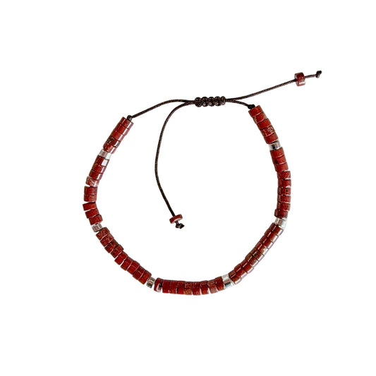 Adjustable Rondell Gemstone Bracelet, Red Jasper (BR15)