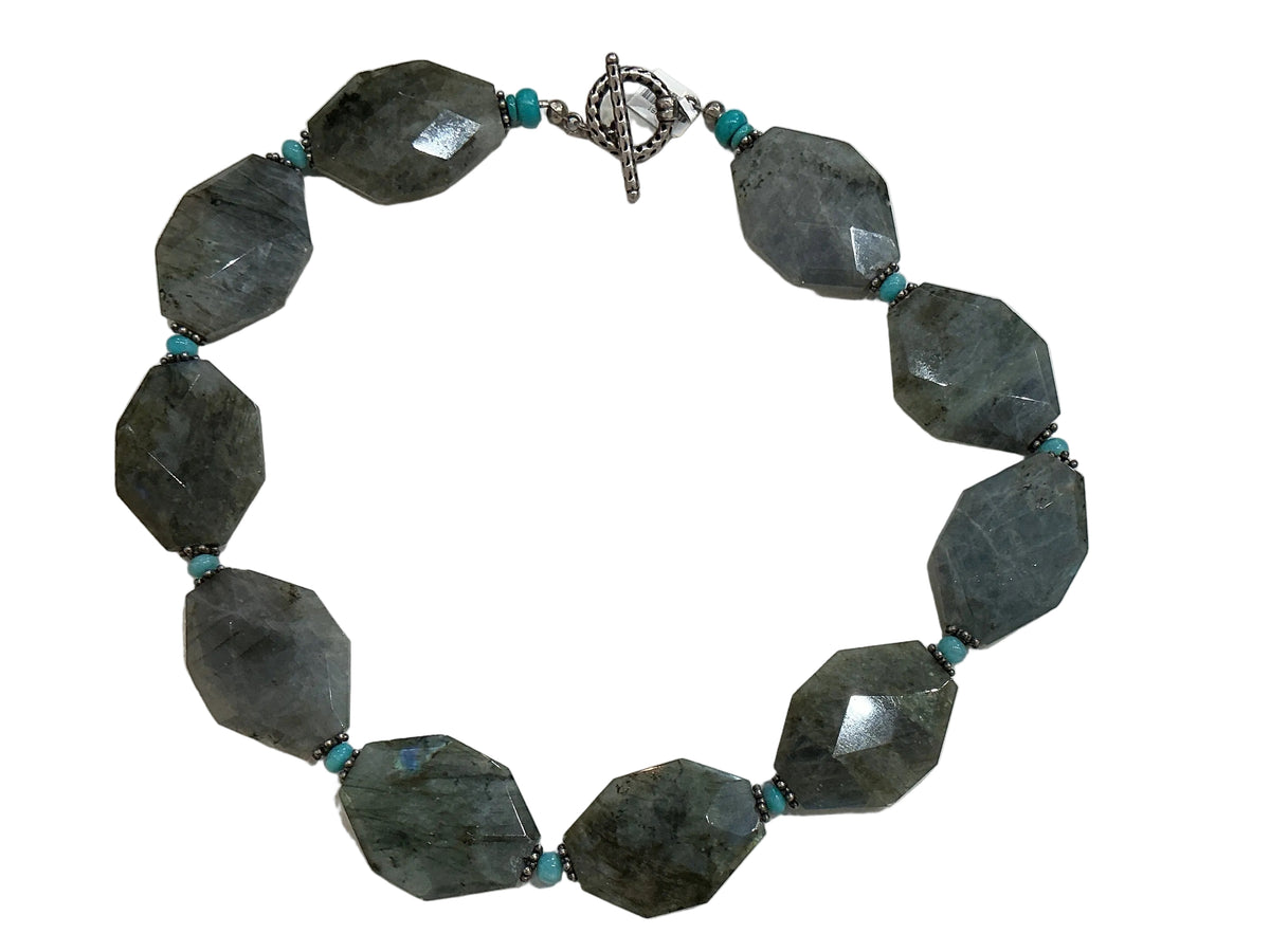 19016A Labradorite and Turquoise Necklace