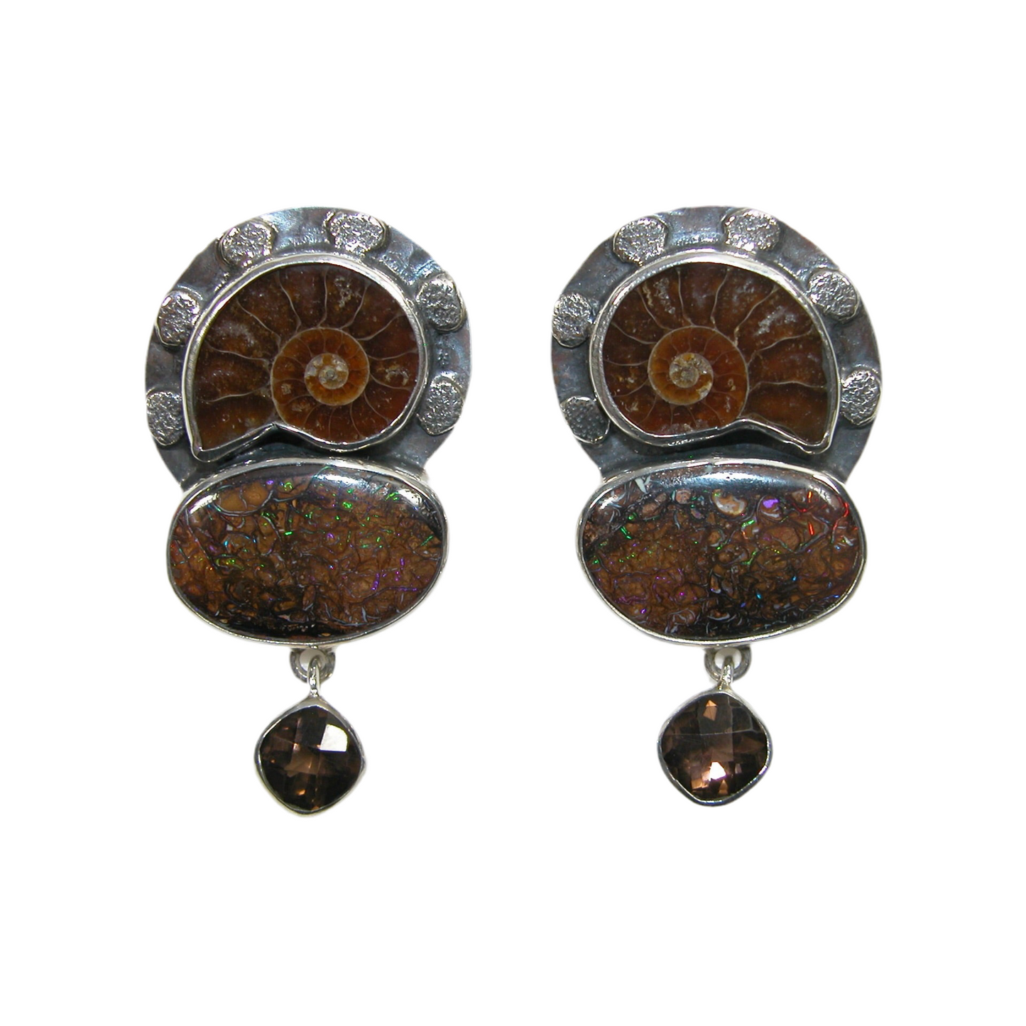 33927 Ammonite Boulder Opal Sterling Silver Earrings