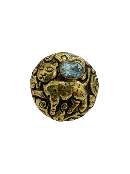 5019 Blue Topaz Cat Ring