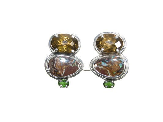 33559 Boulder Opal, Citrine Earrings