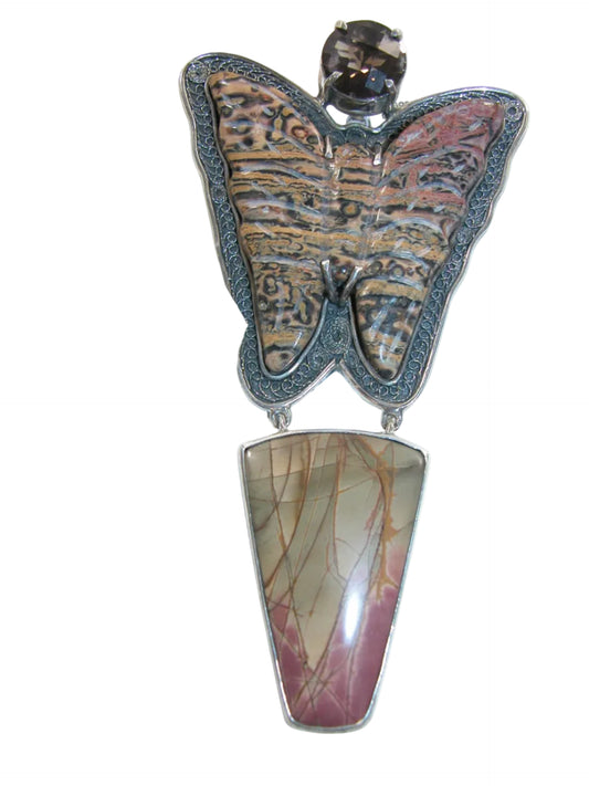 20693 Jasper, Quartz Sterling Silver Pin/Pendant