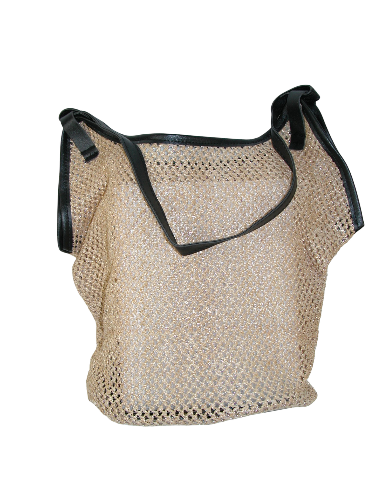 Woven Tote Handbag with Black Handles GF4833