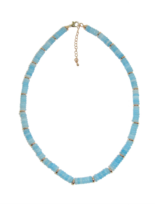Blue Rondell Agate Necklace GF3393