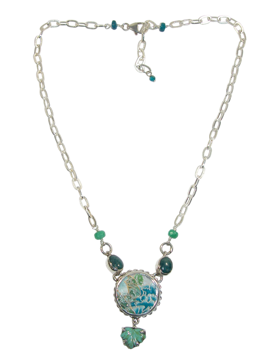34199 Porcelain Center Sterling Silver Y Necklace