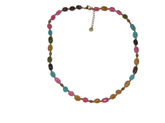 Multi Tourmaline Nugget Short Necklace GF4848