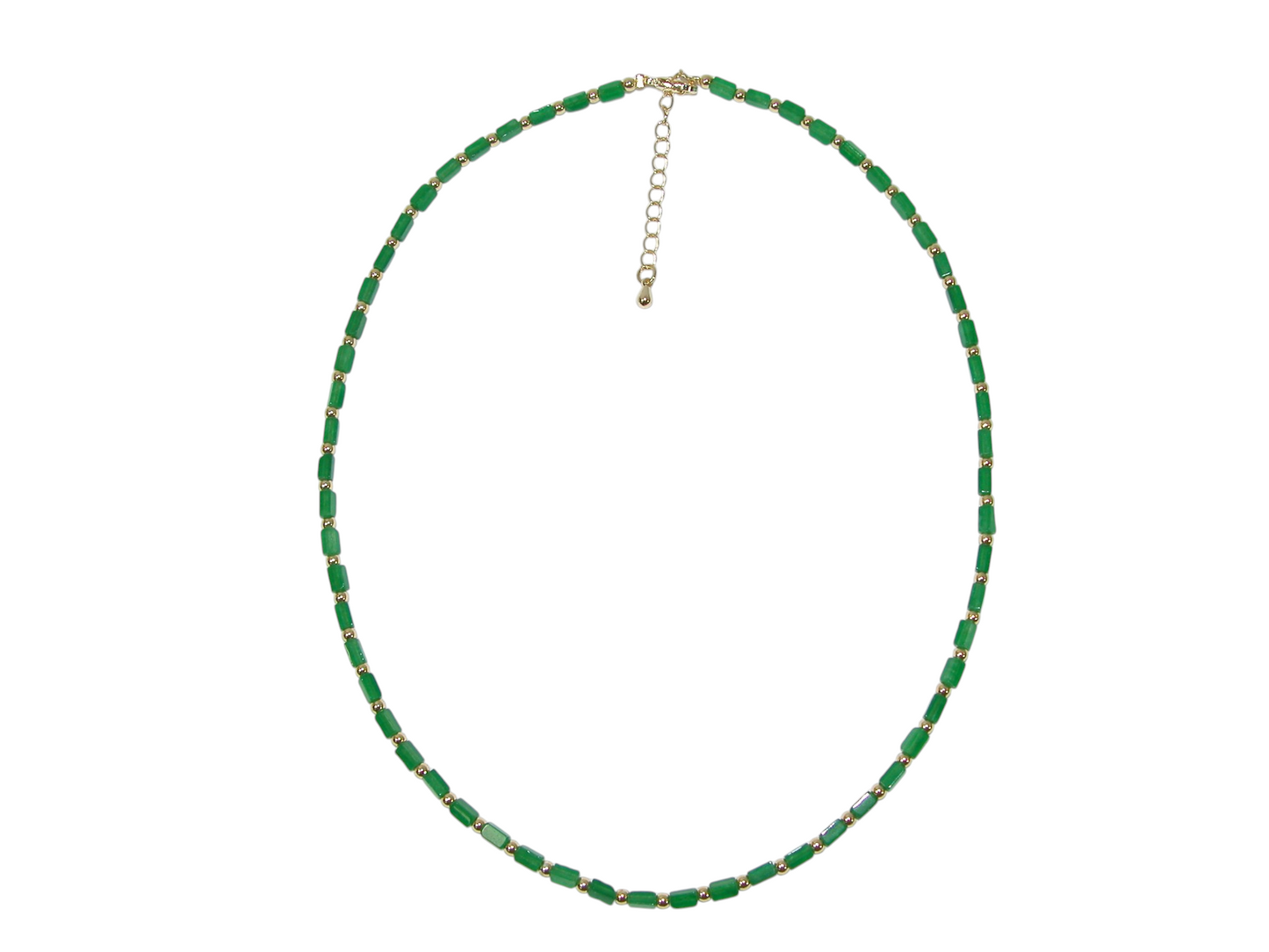 Green Onyx Square Tube Short Necklace GF4855