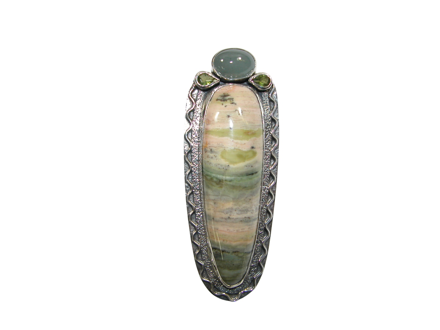 34402 Aquamarine Jasper Sterling Silver Pin Pendant