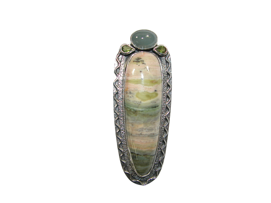 34402 Aquamarine Jasper Sterling Silver Pin Pendant