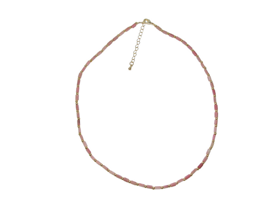 Rhodonite Square Tube Short Necklace GF4857