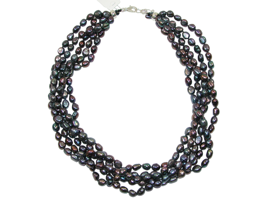 Freshwater Pearl 5 Strand Necklace Sterling Silver N5080