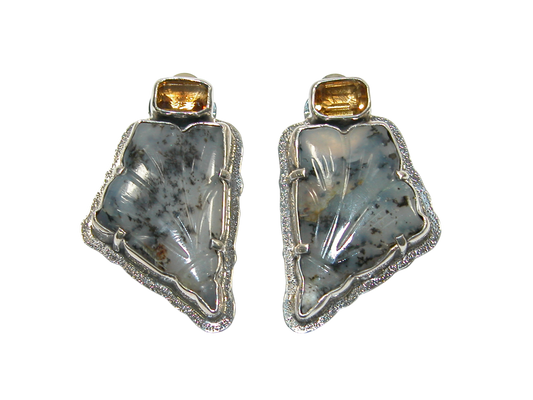 34410 Montanna Agate Cognac Topaz Sterling Silver Earring
