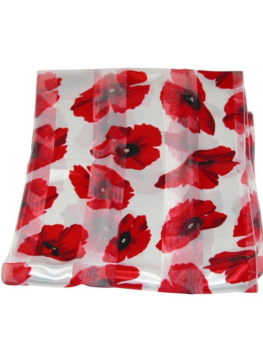 Red and White Poppy Scarf GF4874