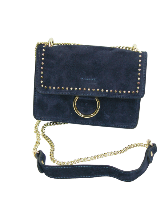 Blue Suede with Metal Studs Handbag GF3404