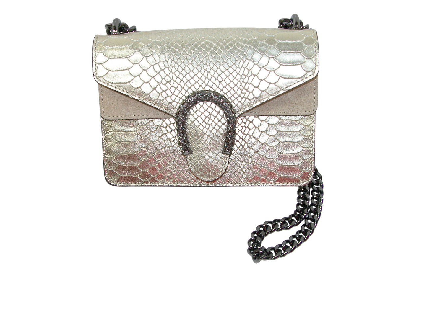 Gold Python Handbag With Chain Purse GF3408