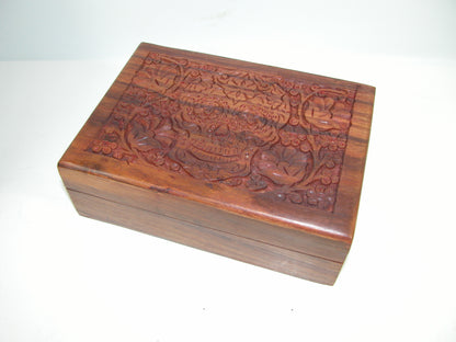 Carved Wood Sugar Skull Wooden Box (GF4393)