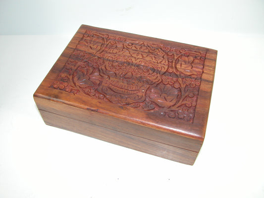 Carved Wood Sugar Skull Wooden Box (GF4393)