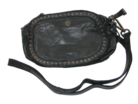 Black Studded Leather Handbag Purse GF3451