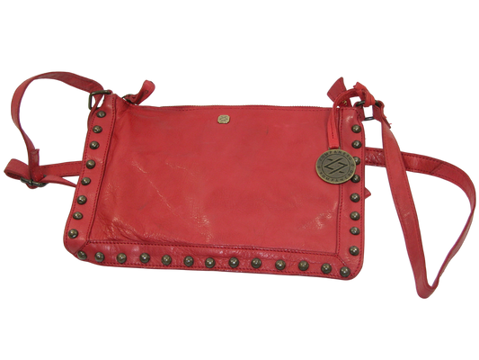 Red Studded Leather Handbag Purse GF3450