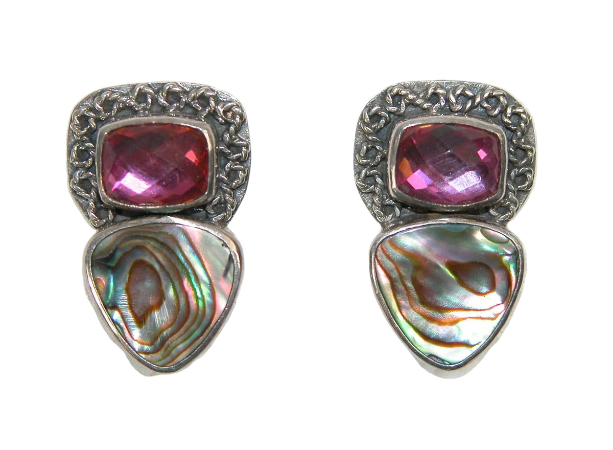 29393 Abalone, Quartz Sterling Silver Earrings