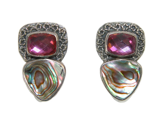 29393 Abalone, Quartz Sterling Silver Earrings