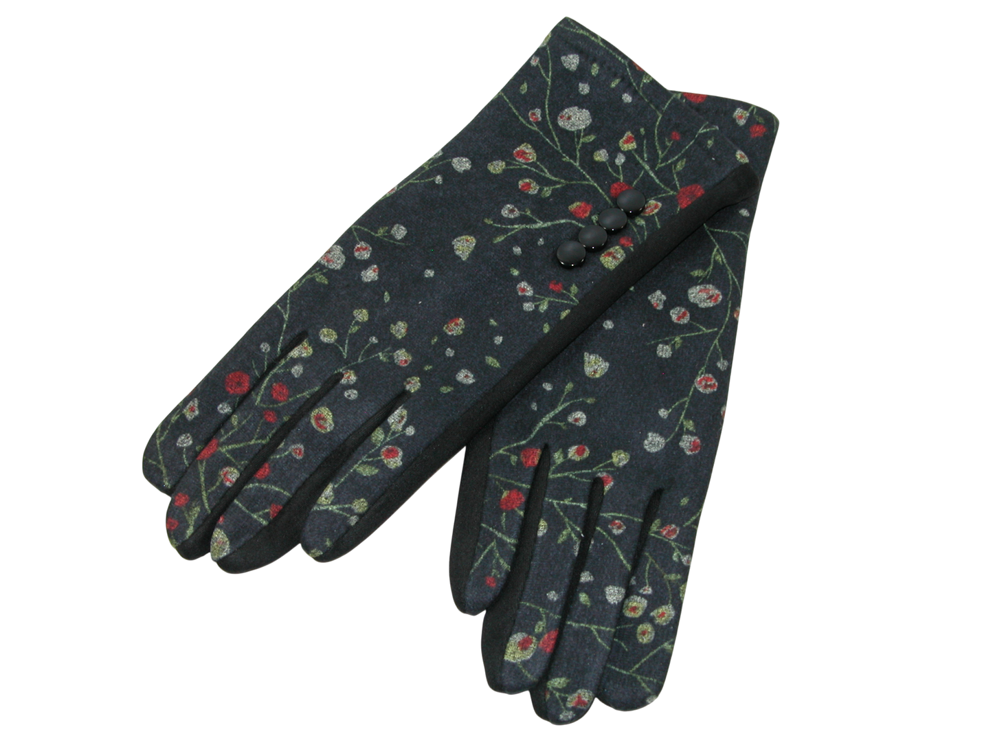 Floral Sueded Glove GF3457 Black