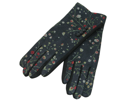 Floral Sueded Glove GF3457 Black