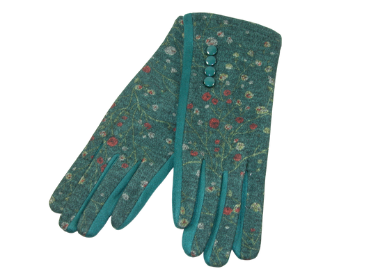 Floral Sueded Glove GF3455 Green