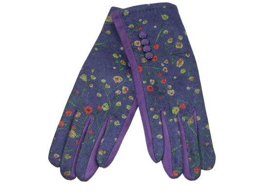 Floral Sueded Glove GF3454 Purple