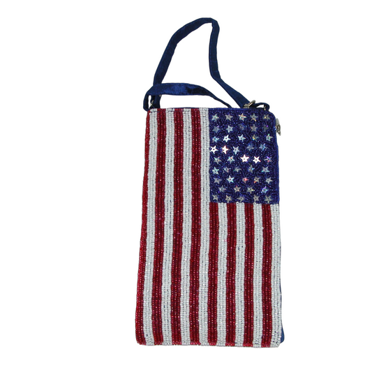 Beaded Crossbody Handbag Cell Phone Case GF4899 American Flag