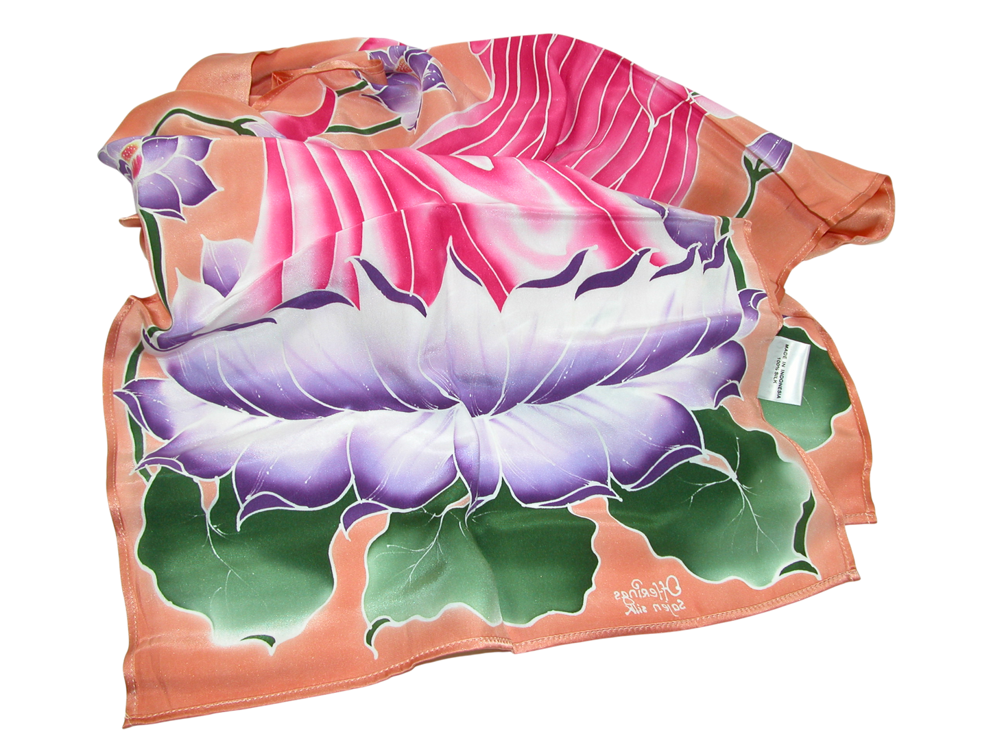 Hand Painted Lotus Silk Scarf GF3449